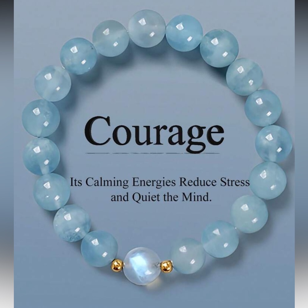 Hand Crafted Blue Aquamarine and White Bracelet with Elegant Beads